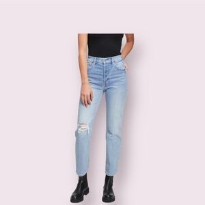 Gap high rise distressed straight jeans. size 24R